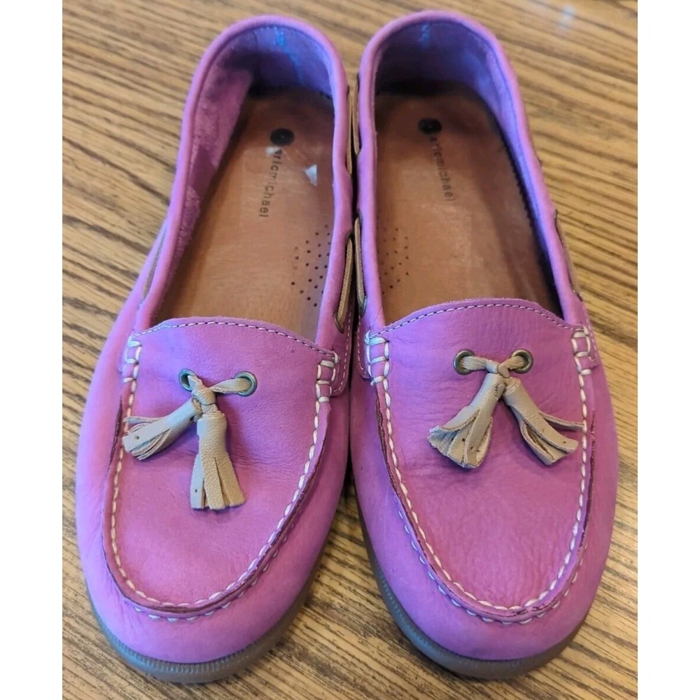 Eric Michael Womens Sz US 8.5 EU 39  Leather Loafers Comfort Shoes Flats Fuschia